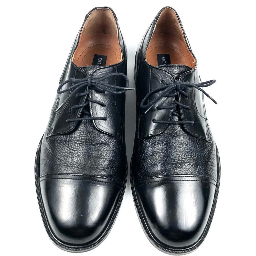 Bostonian Mens Luxe Black Leather Cap Toe Oxfords Size 11 W